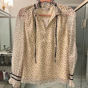 LOFT Polka Dot Tie Neck Blouse - NWT!